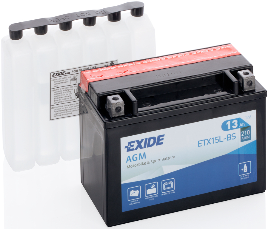 Exide AGM (MC) ETX15L-BS (13 A/h), 210A R+