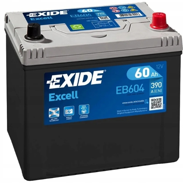 Exide Excell EB604 (60 A/h), 390A R+ JIS