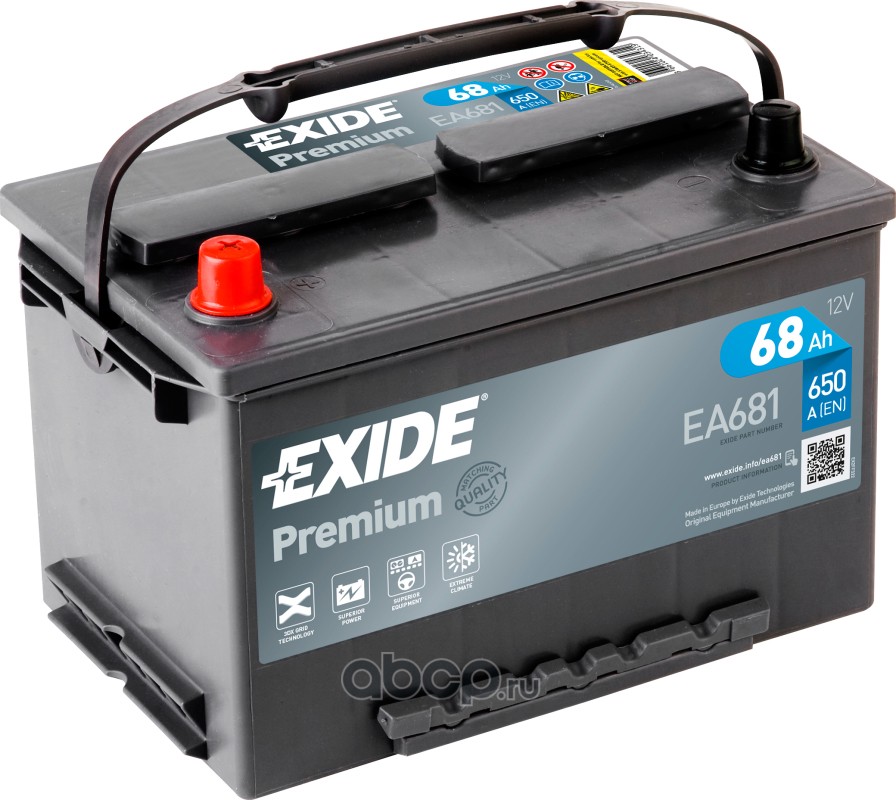 Exide Premium EA681 (68 A/h), 650A L+