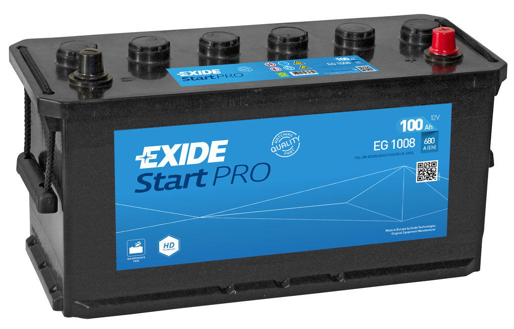 Exide Start Pro EG1008 (100 A/h) 680A R+
