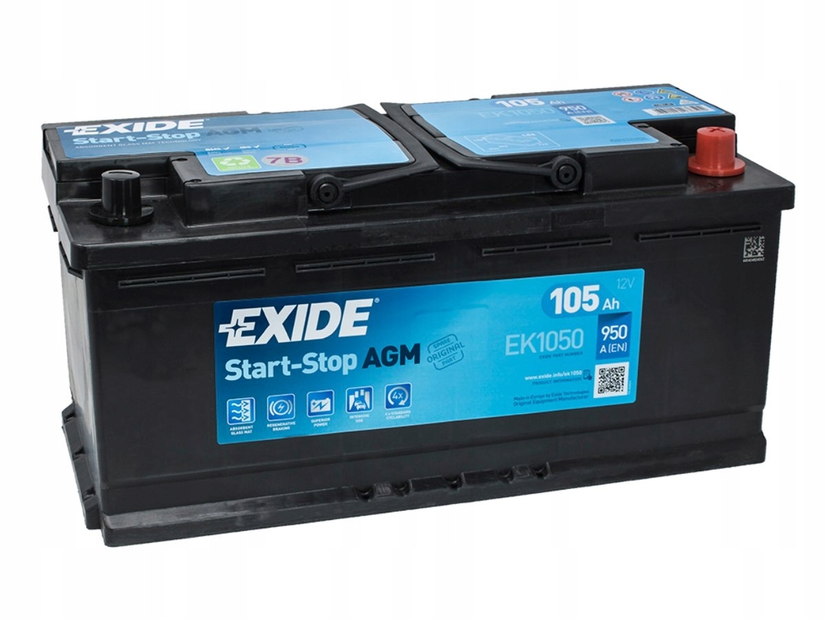 EXIDE START-STOP AGM EK1050 (105 A/H) 950A R+