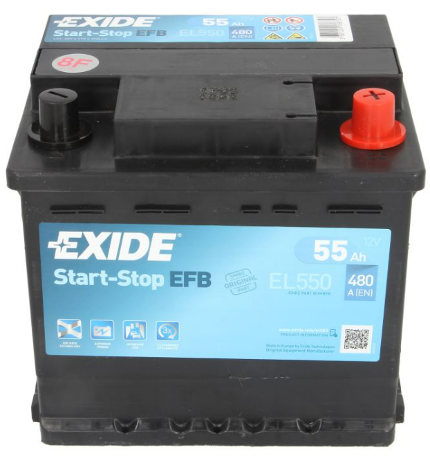 Exide Start-Stop EFB EL550 (55 A/h), 480A R+