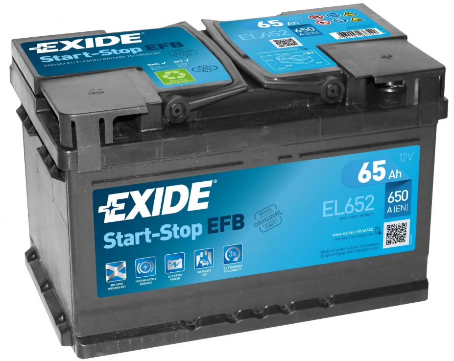 Exide Start-Stop EFB EL652 (65 A/h), 650A R+