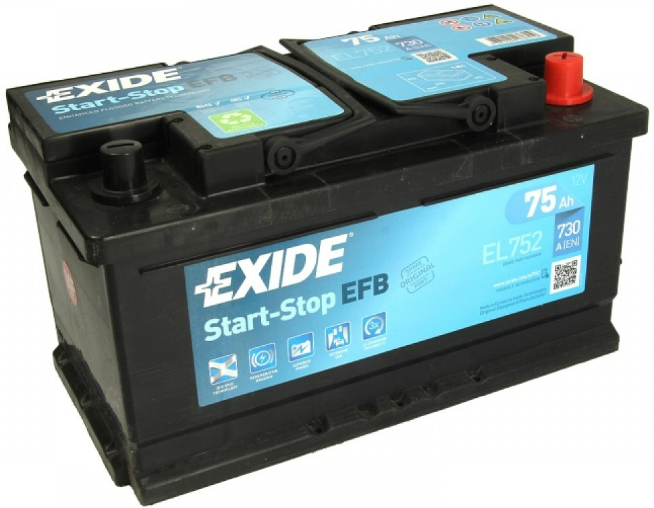 Exide Start-Stop EFB EL752 (75 A/h), 730A R+