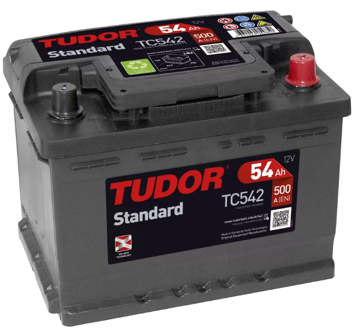 Tudor Standard TC542 (54 А/ч), 500A R+