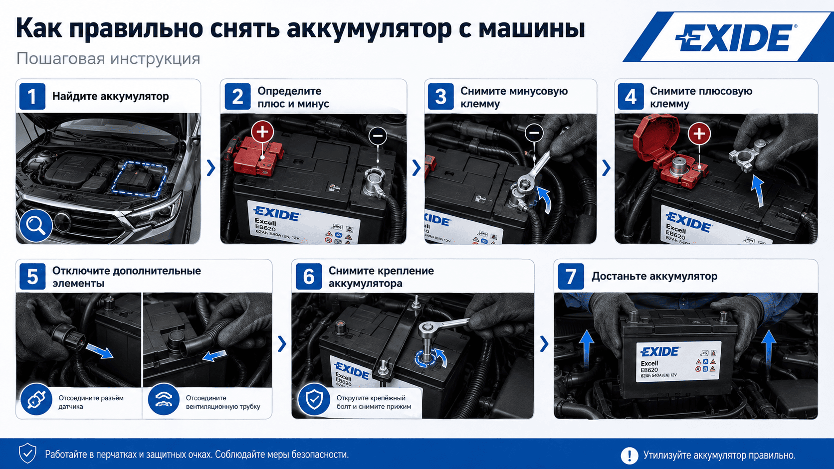 Как правильно снять аккумулятор с машины